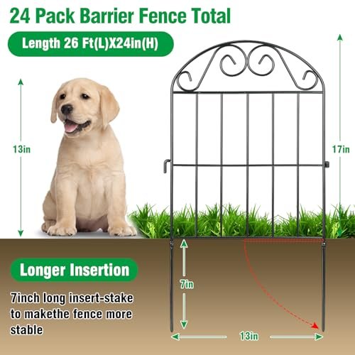 ADAVIN 24 Panels Collapsible Garden Fence Animal Barrier