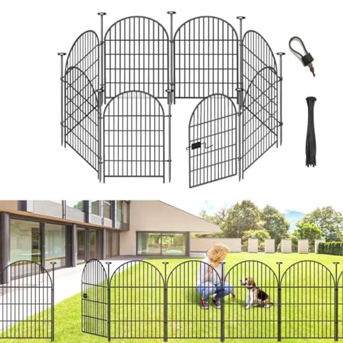ADAVIN Garden Fence Animal Barrier with Gate 40 in(H)×17.5 Ft(L) 8 Panels